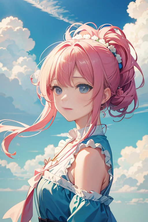 (best quality,4k,8k,highres,masterpiece:1.2),ultra-detailed,(realistic,photorealistic,photo-realistic:1.37),anime sky background with a beautiful fluffy pink cloud floating in the sky, an airplane flying through the clouds, vibrant colors of anime movie background, dreamy and whimsical sky with floating and fluffy clouds, Studio Ghibli-inspired sky with a touch of fantasy, soft and fluffy clouds in various shades, stunning and colorful clouds in the sky, artistic anime background, mesmerizing dream-like sky with puffy clouds, background art with vibrant and dreamy clouds that resemble a painting, dreamy and tranquil sky with multiple hues of colors