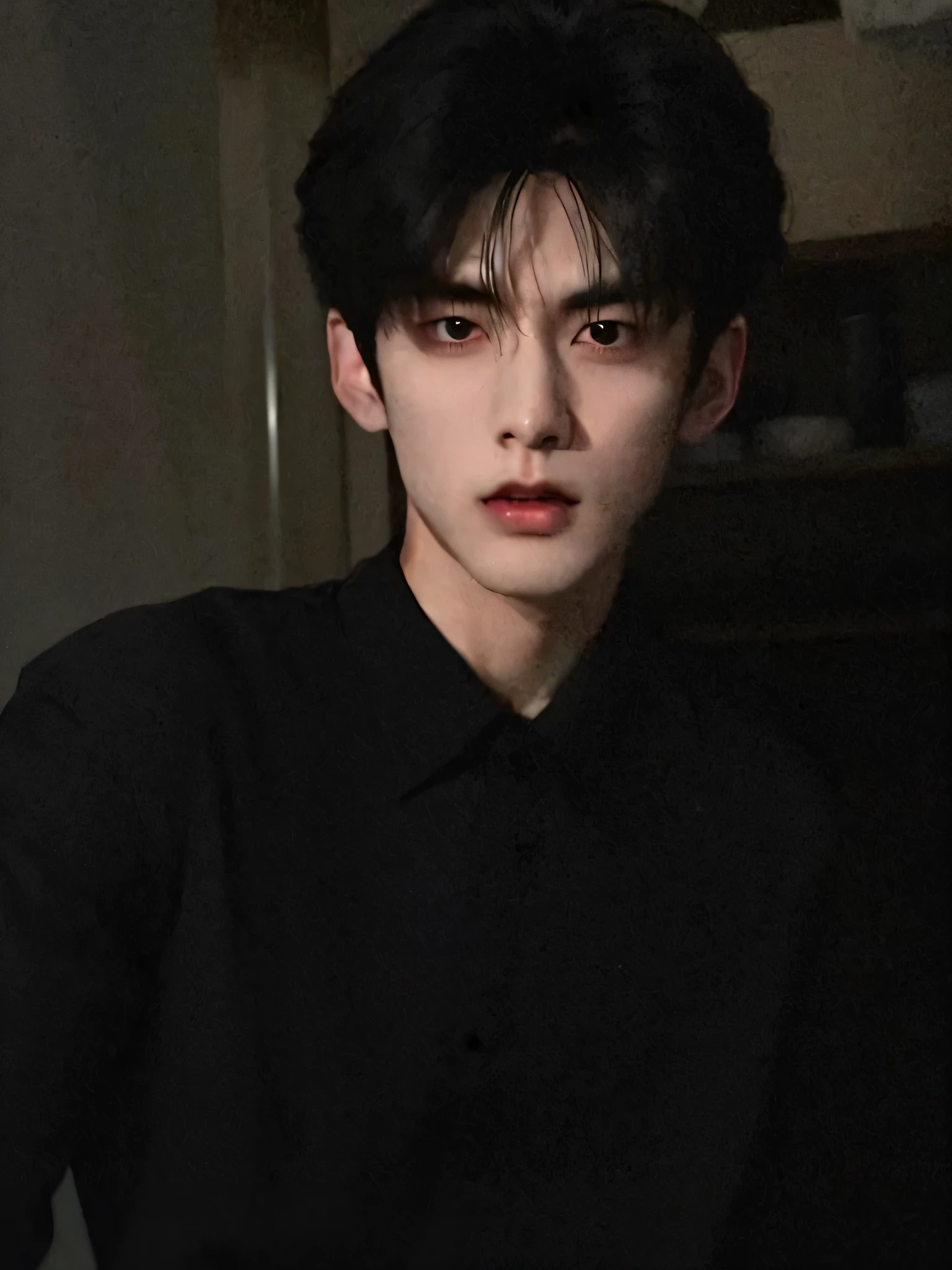 German man in black shirt sitting in dark room, Kim Do-young, Shin Jinying, inspired by Zhang Han, cai xukun, Inspired by Bian Shoumin, Shen Zhen’s youthful aesthetics, Qi Urzan, razor blade in drain pipe, Zheng Zaiying, inspired by jeonseok lee, Black Pink Josie&#39;portrait of, inspired by Yanjun Cheng