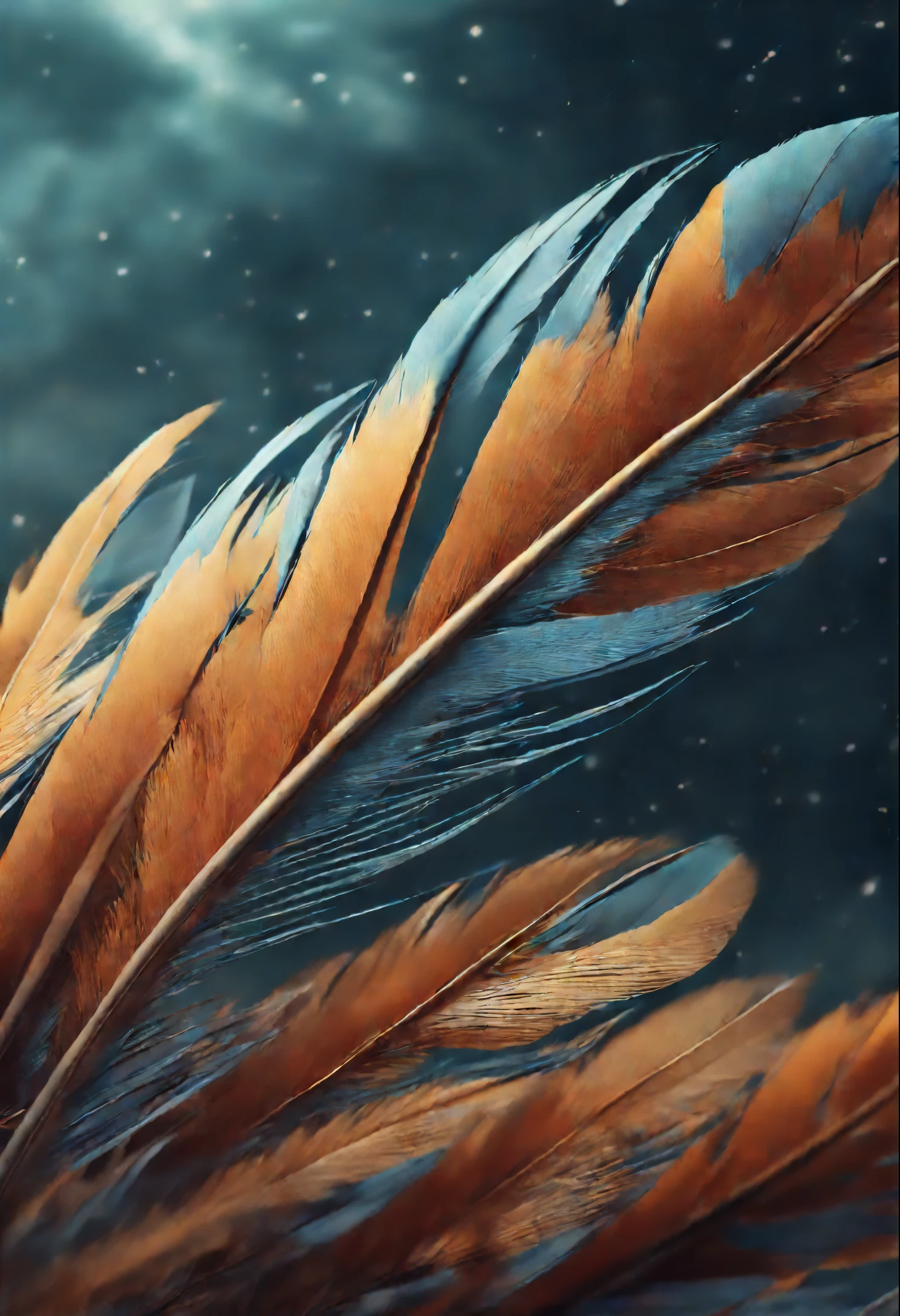 Feathers are falling from the sky, feather detailed 8k