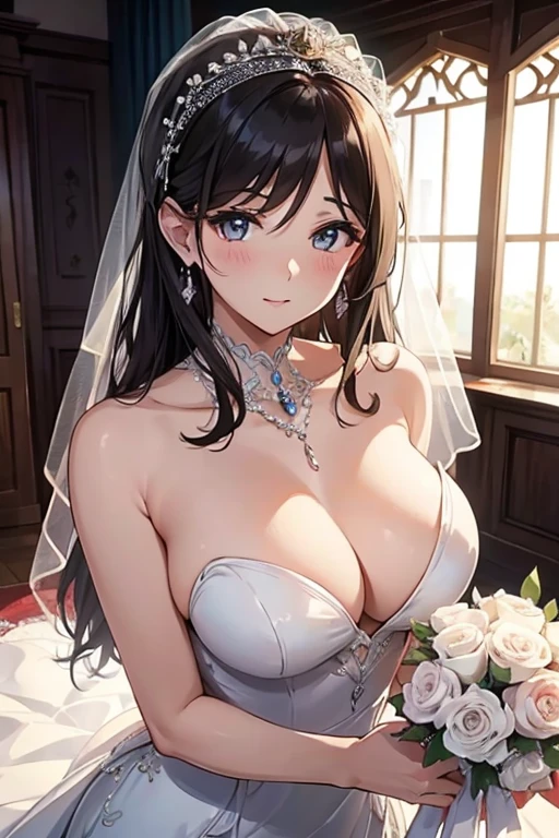Beautiful Mature Woman、wedding dress、The upper part of the body、bustup