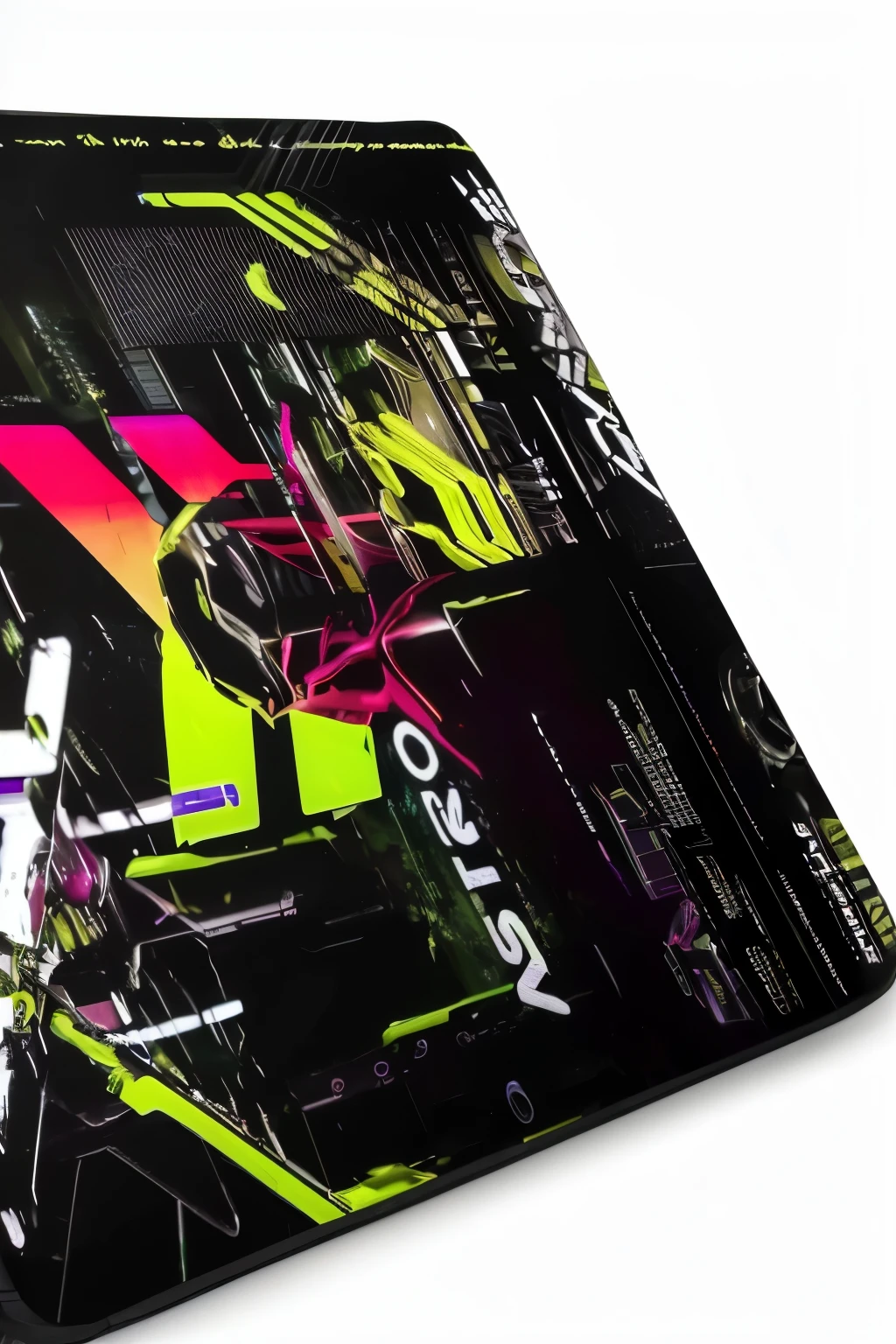 a close up of a mouse pad with a design on it, neon cyberpunk colors, neon static, msxotto, cyber aesthetic, cyberpunk vibrant colors, aesthetic cyberpunk, cyberpunk futuristic neon, neon cyberpunk vibrant colors, cyberpunk color scheme, neon cyberpunk style, abstract tech, cyberpunk style color, neon scales and cyborg tech, cyber style, cyberpunk colors, futuristic neon