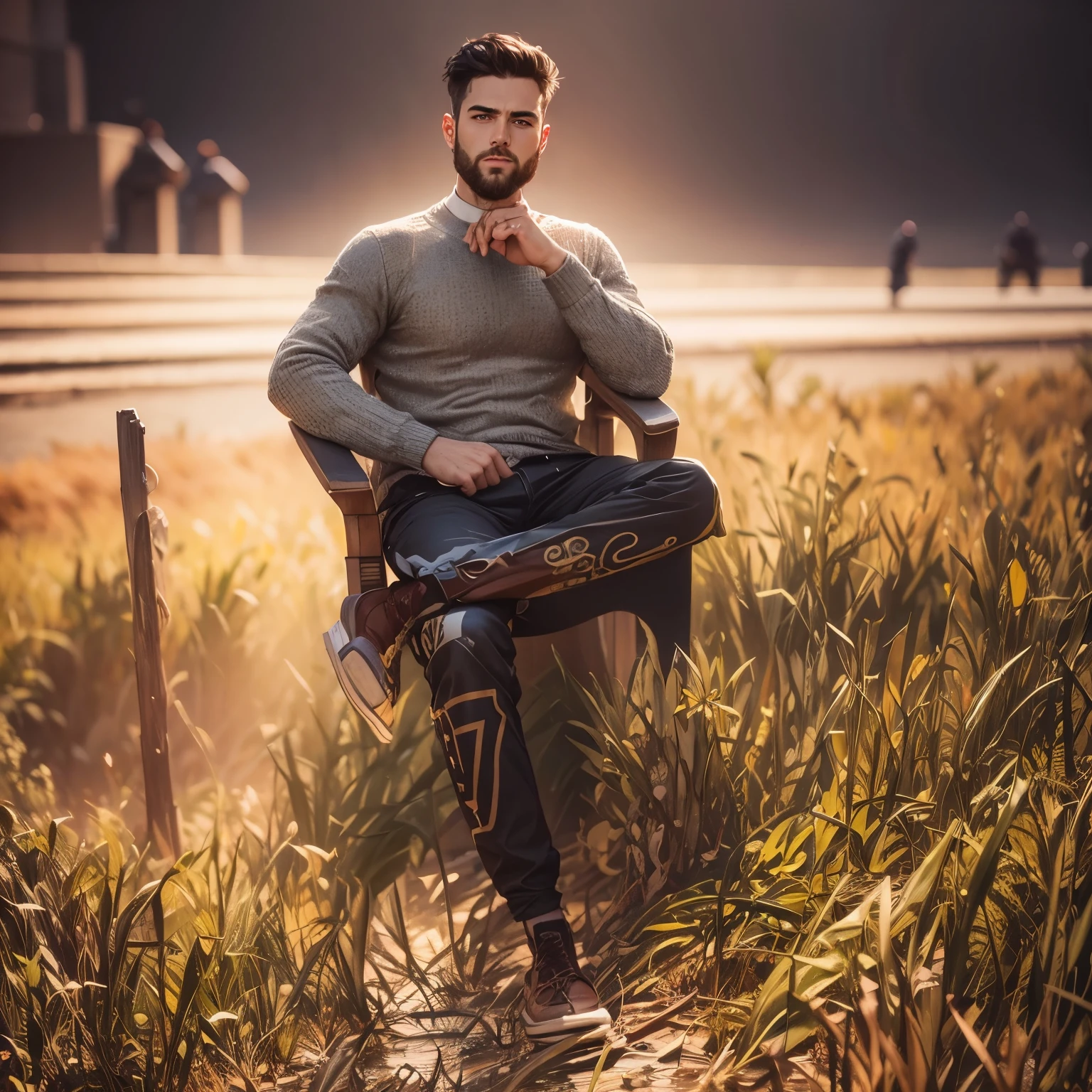 Change background ,handsome boy realistic face ultra HD realistic photography masterpiece sit down
