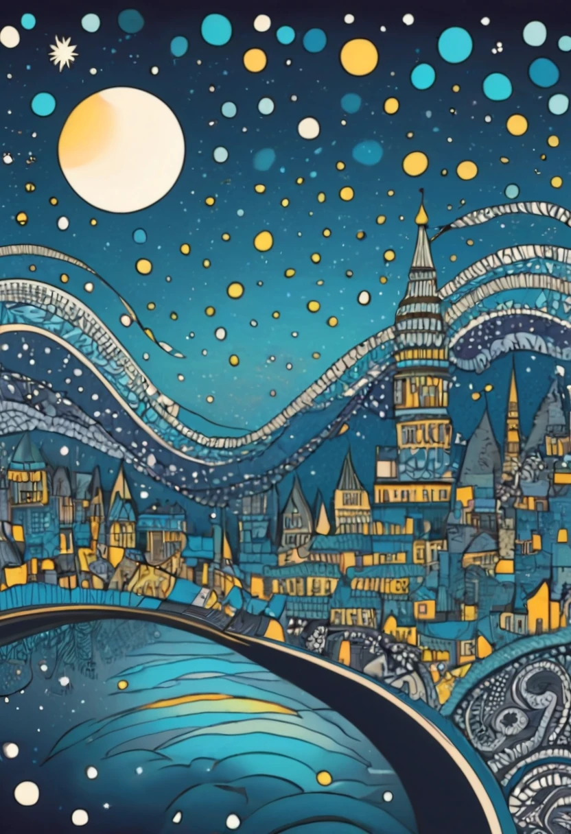 City Night View in a zentangle style.