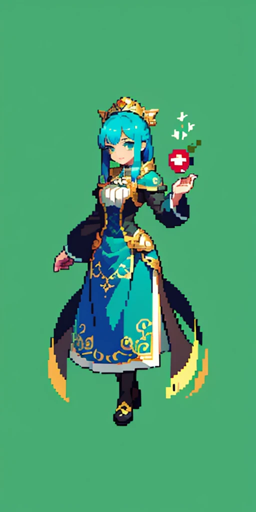 masterpiece, top quality, best quality), pixel,pixel art, 1 girl, aqua, fullbody, Cyprinid
