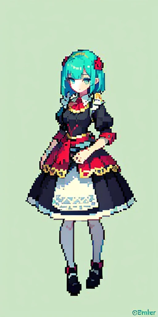 masterpiece, top quality, best quality), pixel,pixel art, 1 girl, aqua, fullbody, Cyprinid