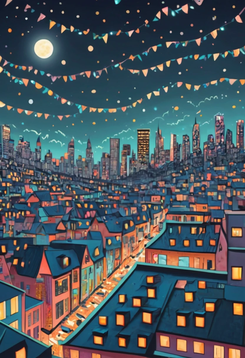 (best quality,4k,highres,masterpiece:1.2),ultra-detailed,(realistic:1.37),City Night View in a zentangle style,architecture,streets,crowded,neon lights,twinkling stars,detailed windows,vivid colors,dreamlike atmosphere,zigzag patterns,sharp lines,black and white combination,tangled buildings,surrealistic,night sky,glowing moon,contrast between lights and shadows,creativity,unique style,meticulous attention to details,expressive strokes,urban landscape,mysterious vibes,imagination,enchanted scene,nighttime hustle and bustle,thousands of windows shining bright,humming city life,long exposure effect,skyscrapers reaching for the sky,abstract patterns,creative interpretations,urban symmetry,zigzag rooftops,glowing skyscrapers,limited color palette,zentangle influences,cityscape at night,tranquil ambiance,moonlit scenery.