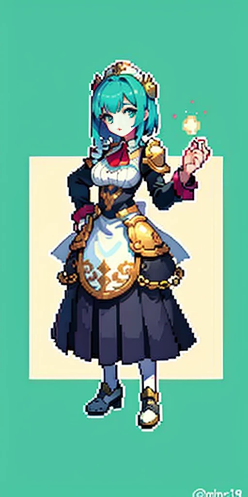 masterpiece, top quality, best quality), pixel,pixel art, 1 girl, aqua, fullbody, Cyprinid
