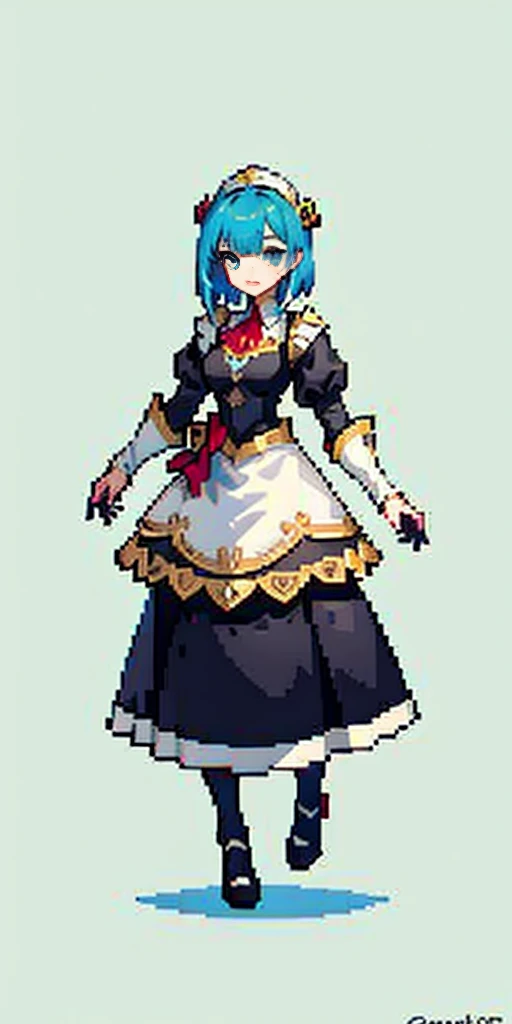 masterpiece, top quality, best quality), pixel,pixel art, 1 girl, aqua, fullbody, Cyprinid