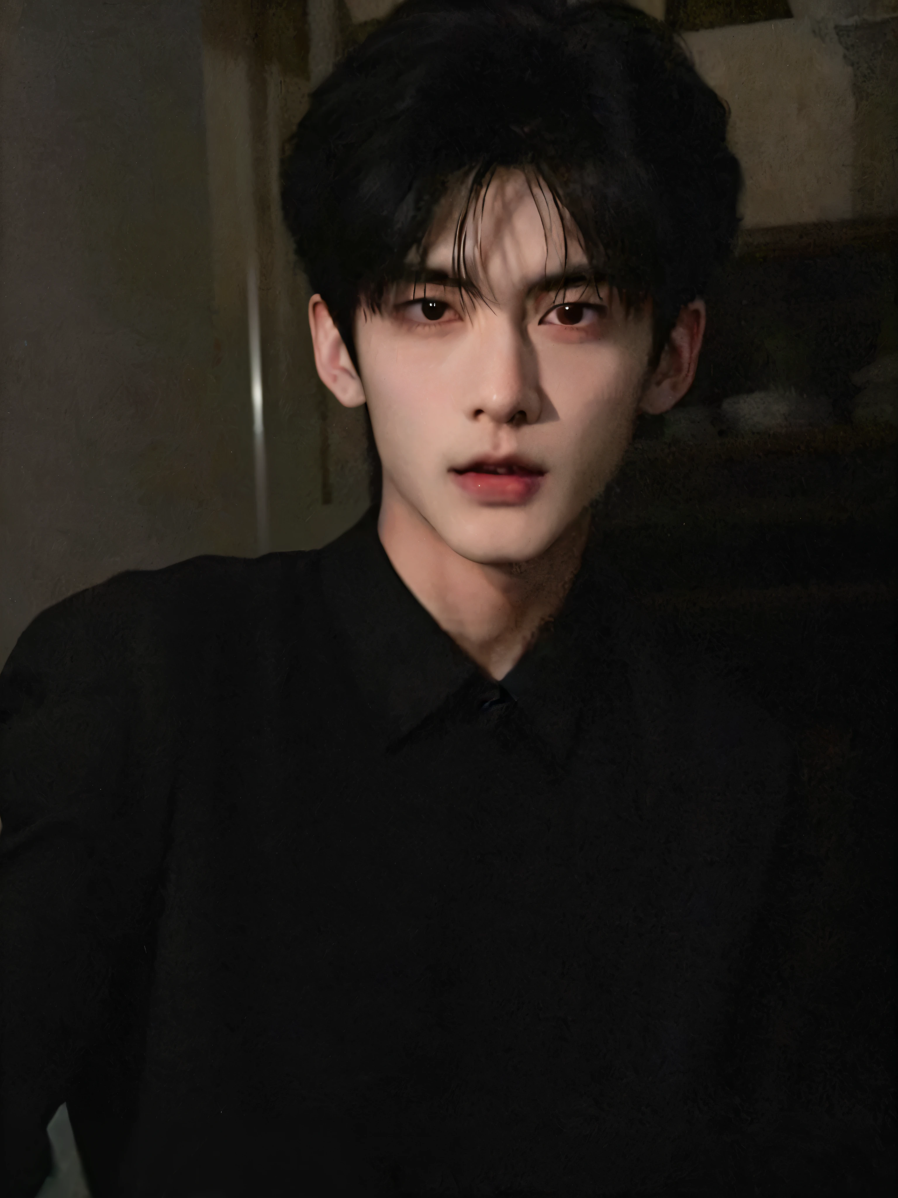 German man in black shirt sitting in dark room, Kim Do-young, Shin Jinying, inspired by Zhang Han, cai xukun, Inspired by Bian Shoumin, Shen Zhen’s youthful aesthetics, Qi Urzan, razor blade in drain pipe, Zheng Zaiying, inspired by jeonseok lee, Black Pink Josie&#39;portrait of, inspired by Yanjun Cheng