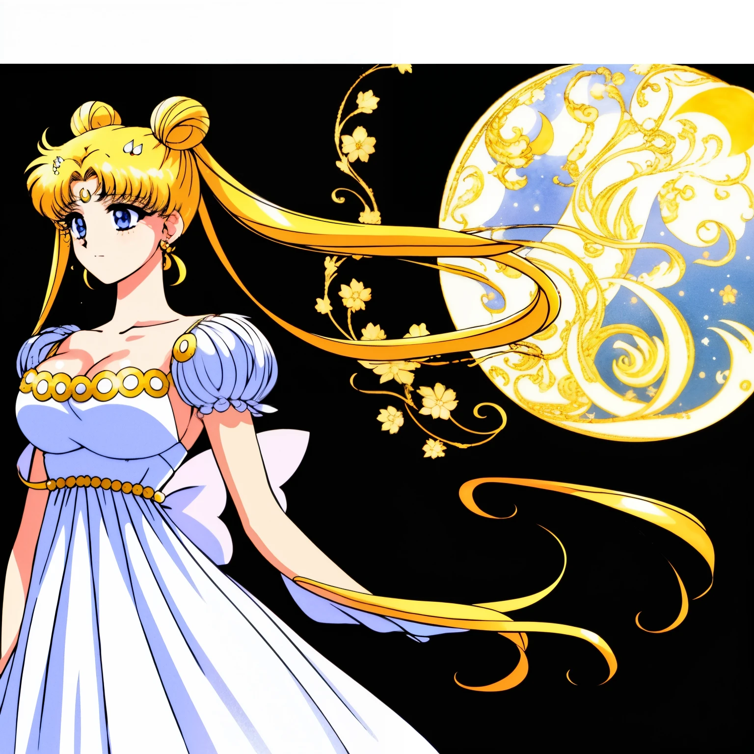 SMU Sagitsukino, 큰pectorals, Standing, Solo, Masterpiece, Best Quality, Detailed face, Detailed Eyes, high resolucion, Masterpiece, Best Quality, Detailed face, Detailed Eyes, high resolucion, Princess costume,tranquility,프린세스tranquility,네오퀸tranquility,pectorals,Big,거대한pectorals,풍만한pectorals.a blond,Dumpling head,왕pectorals,breast,forehead crescent moon,젖pectorals,흘러넘치는pectorals,voluptuousness,The dress,crescent moon on forehead,90s Animation,The dress끈없음,tranquility,tranquilityThe dress,overflow,pectorals살