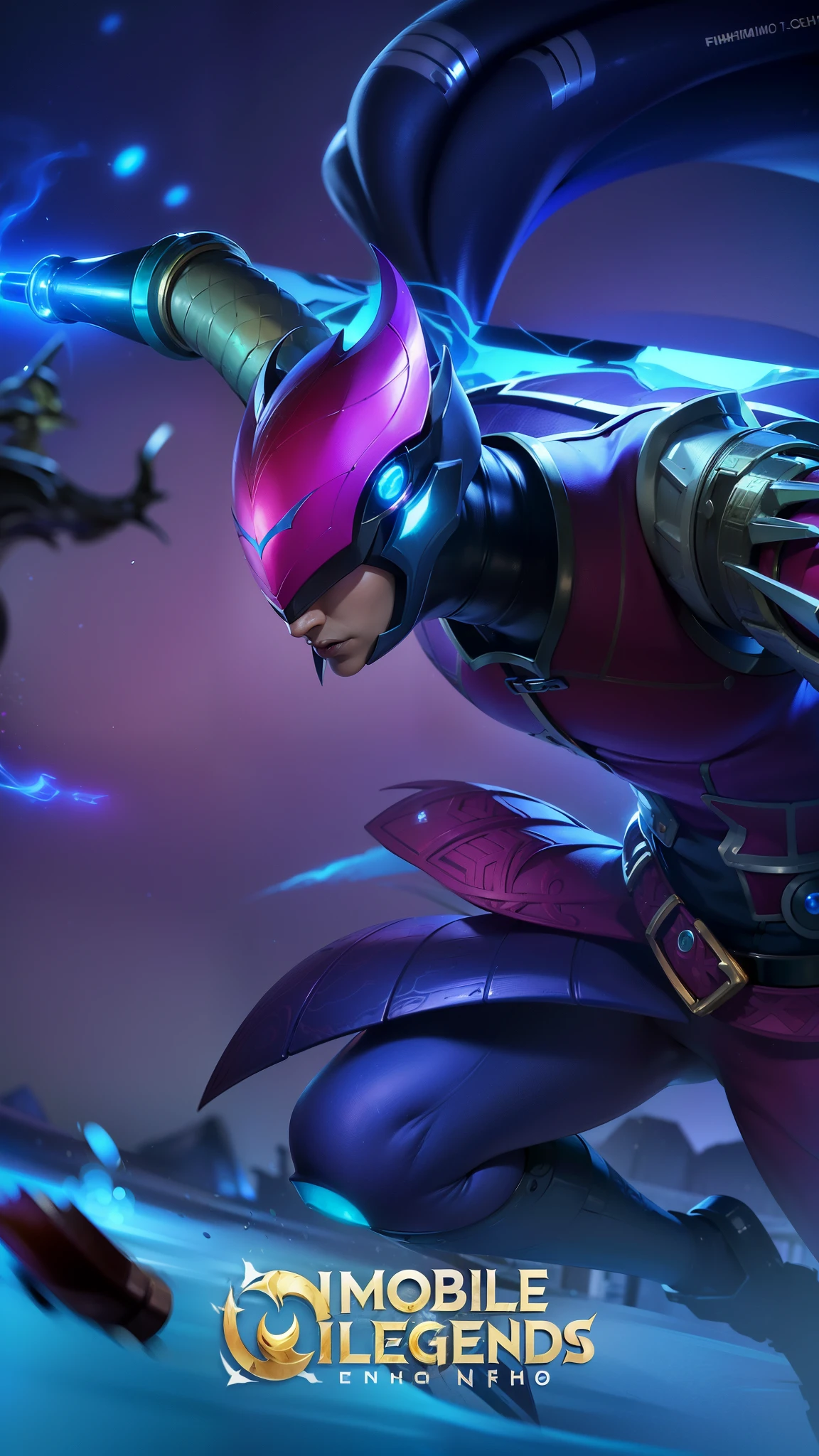 masculine male, masterpiece, ((perfect eyeest quality, (semirealism:1.9), beautiful lighting, (extremely detailed CG unity 4k fhd wallpaper), High Detail, Sharp focus, dramatic outdoors, 1 boy ,19 years old, white hair, light purpel eyes, smile, close-up of a person wearing a gold costume with a spear, inspired by Alpha Crimson Warrior, mobile legends splash art, fuchsia skin under armor, official splash art, shaco from mobile legends, mobile legends style, splash art, mobile legends splash art legend, iconic character splash art