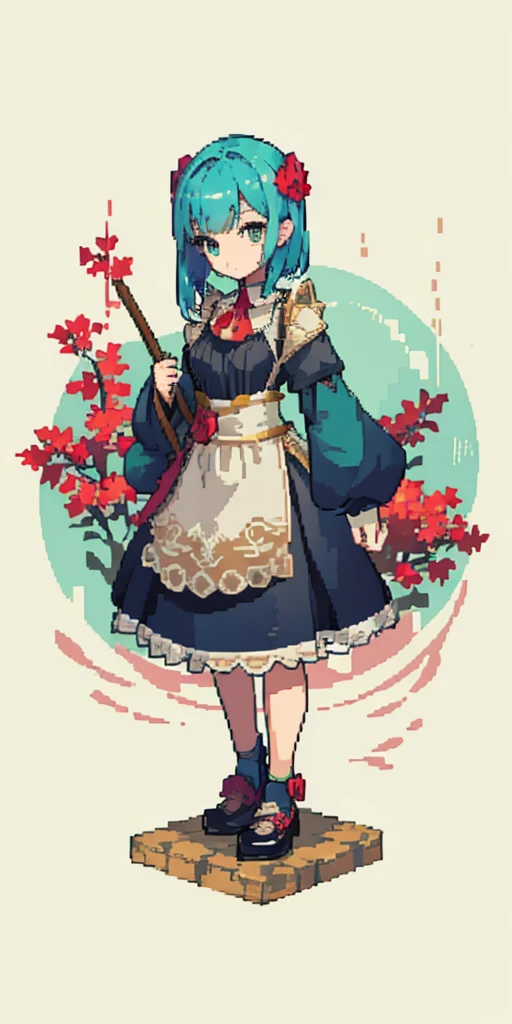 masterpiece, top quality, best quality), pixel,pixel art, 1 girl, aqua, fullbody, Cyprinid