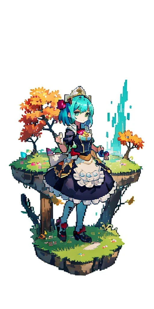 masterpiece, top quality, best quality), pixel,pixel art, 1 girl, aqua, fullbody, Cyprinid