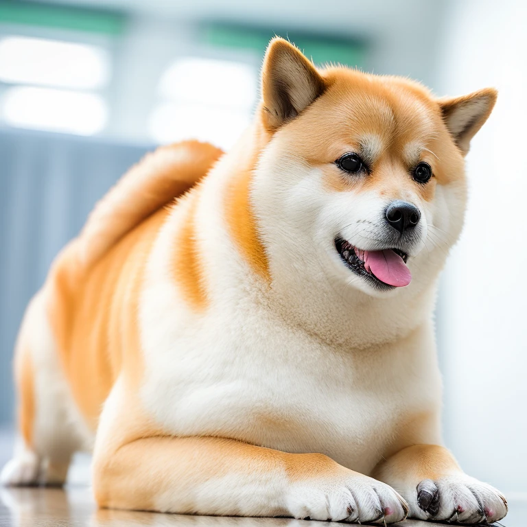 Solo,Professional Photos [(((Buff Swoledoge))):Buff Swoledoge:8], Grinning, Dog's body, eat a big curry rice  ,Cinematic dramatic light, Smooth transition, Bokeh, simple background,Looking at Viewer,