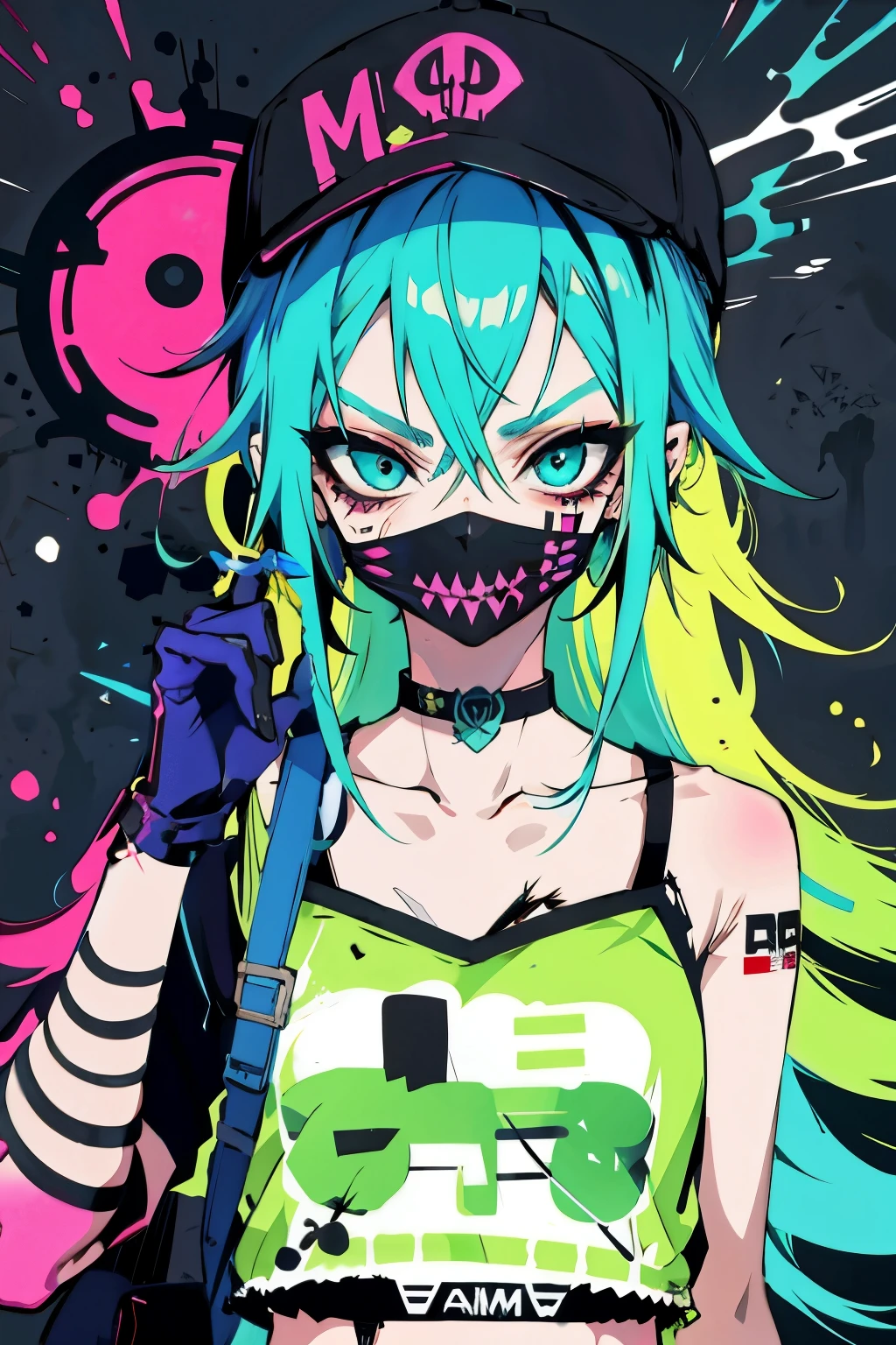 finger in black gloves