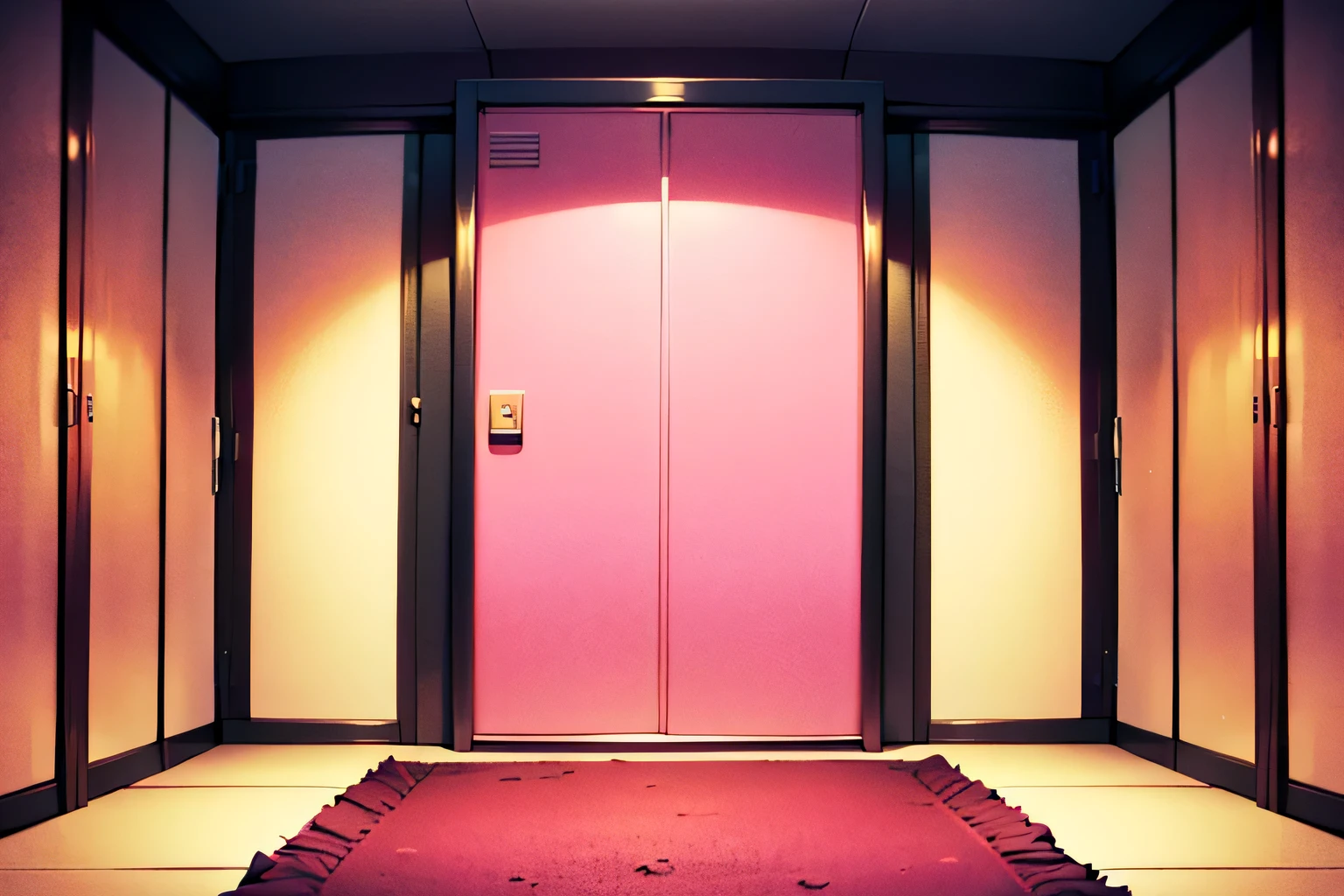 wall-paper,landscapes,(Lewd atmosphere,Vulgarity,Pink Room:1.2),(Inside the confession room, Very small room,Confined space:1.3),Looking at the floor,anime colours