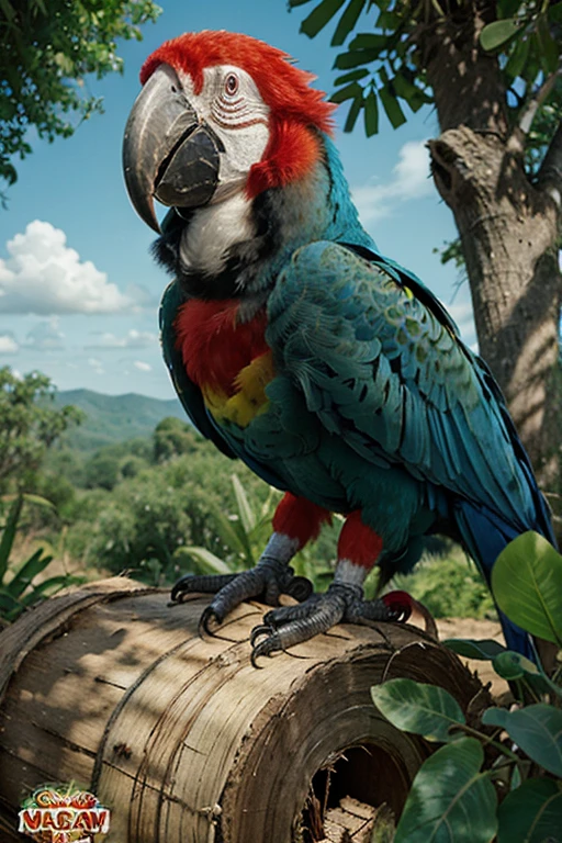 Macaw in the Forest cartoon-style for a children's book cover
