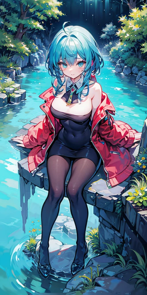 Kanroji mitsuri, Very big tits totally naked, hard nipples , wearing santa clauss costume, long red socks, straps, Fishnet, in the snow