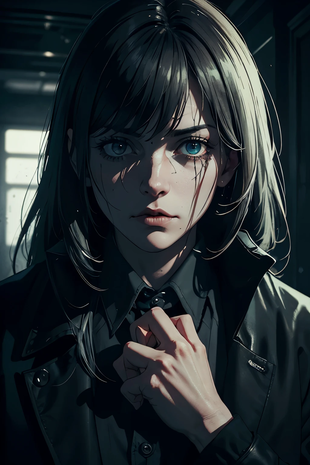(best quality,4k,8k,highres,masterpiece:1.2),ultra-detailed,realistic:1.37,hunted,serial killer,dark and mysterious atmosphere,detailed facial features,blood on the hands and clothes,menacing eyes,emotionless expression,shadows and dim lighting,disheveled appearance,isolated and abandoned location,gritty and gritty textures,gloomy color palette,suspenseful,close-up shots,split-second moments,creepy and eerie ambiance,foreboding music,crime scene,obsessive and meticulous,psychopath,stalking,targeted victim,victim's fear and desperation,cat and mouse game,flashbacks of past murders,tense and thrilling storyline,mind games,nail-biting suspense,clues and evidence,police investigation,forensics,unexpected plot twists,enduring psychological trauma,disturbing imagery.