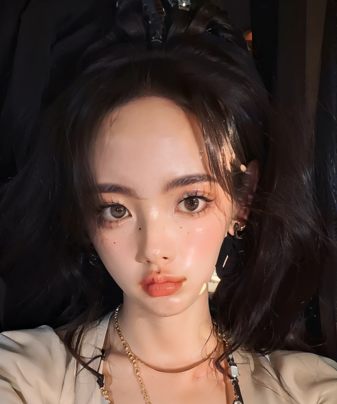 Hay una mujer con un collar y un collar en el cuello, kim jennie from blackpink, Hermosa mujer surcoreana, Hermosa joven coreana, pecas, Asian face