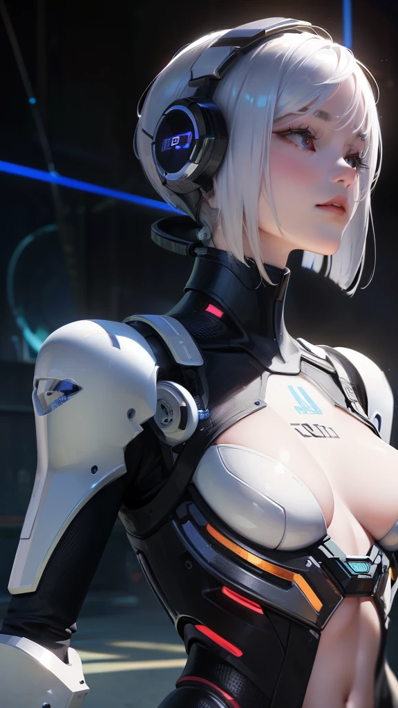 Complex 3d rendering beautiful porcelain profile ultra detailed female android face, cyborg, robot parts, 150mm, beautiful studio soft lights, rim lights, vivid details, gorgeous cyberpunk, lace, surrealistic, anatomical, facial muscles, cable wires, microchip, elegant, beautiful background, octane rendering, HR giger style , 8k, top quality, masterpiece, illustration, very delicate and beautiful, highly detailed, cg, unity, wallpaper, (realistic, photorealistic: 1.37), amazing, fine details, masterpiece, best quality, official art, highly detailed cg unity 8k wallpaper, absurd, incredibly absurd、、、 robot, silver halmet, full body, sit