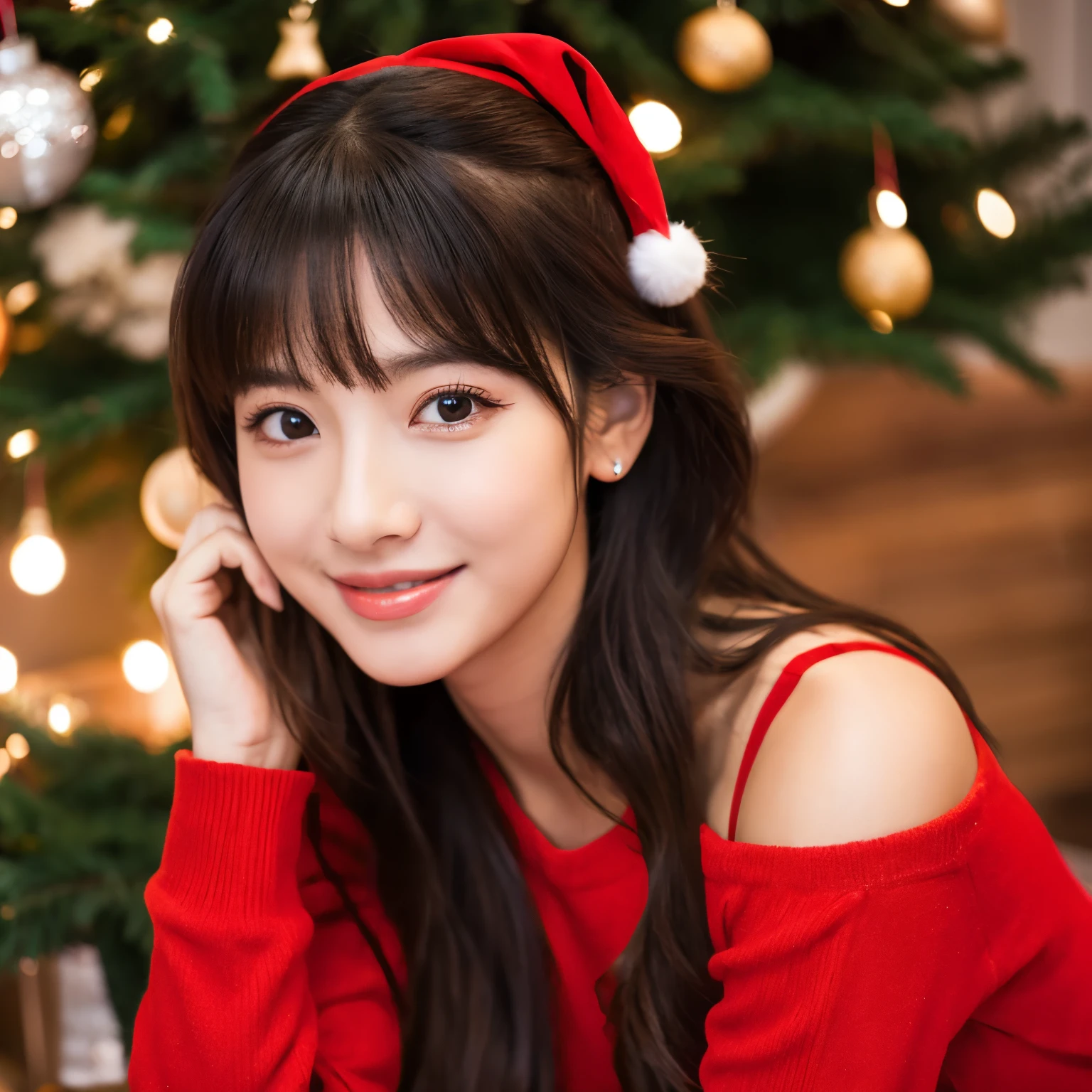 Christmas、Ero、tits out、a beauty girl