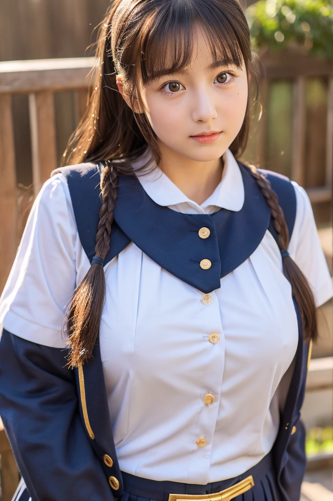 (masterpiece:1.2、top-quality)、(Authentic images、intricate-detail)、独奏、Female 1 Person、School、student clothes、Colossal tits、a baby face、in 8K、with round face、seminude、