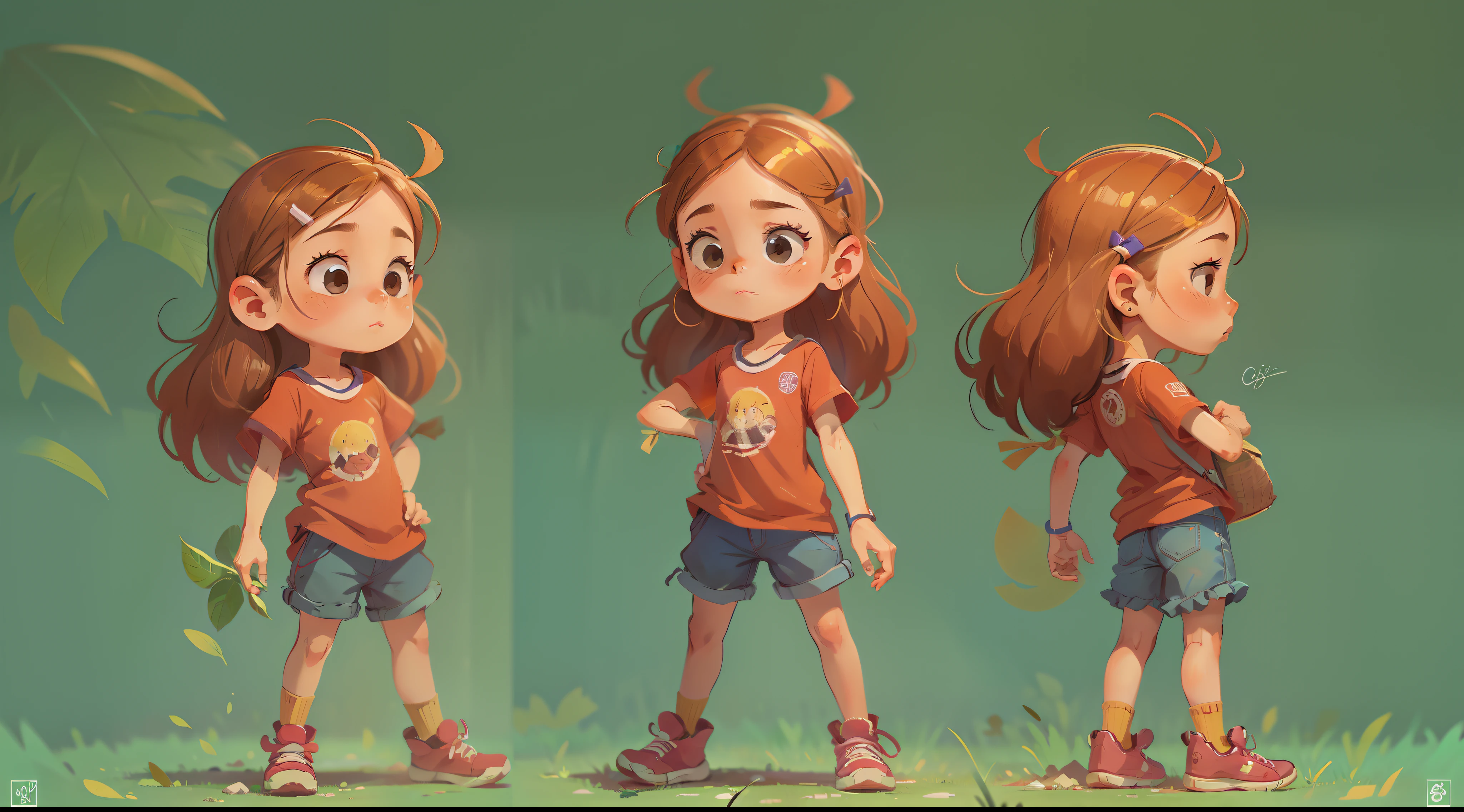 personagem infantil menina de 8 anos em poses, poses