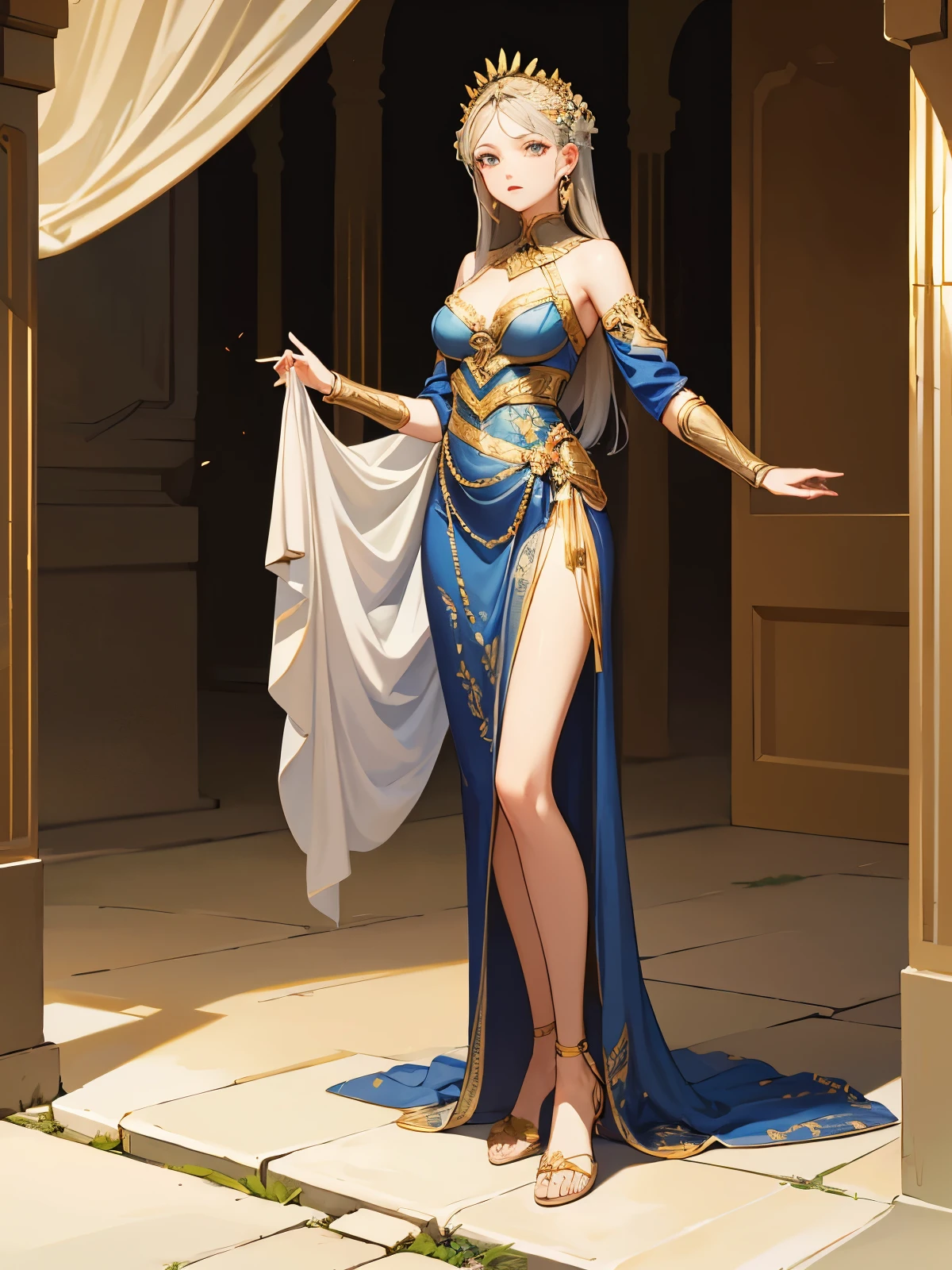 Greek goddess humain with dress with holding two scales showing justice and balance