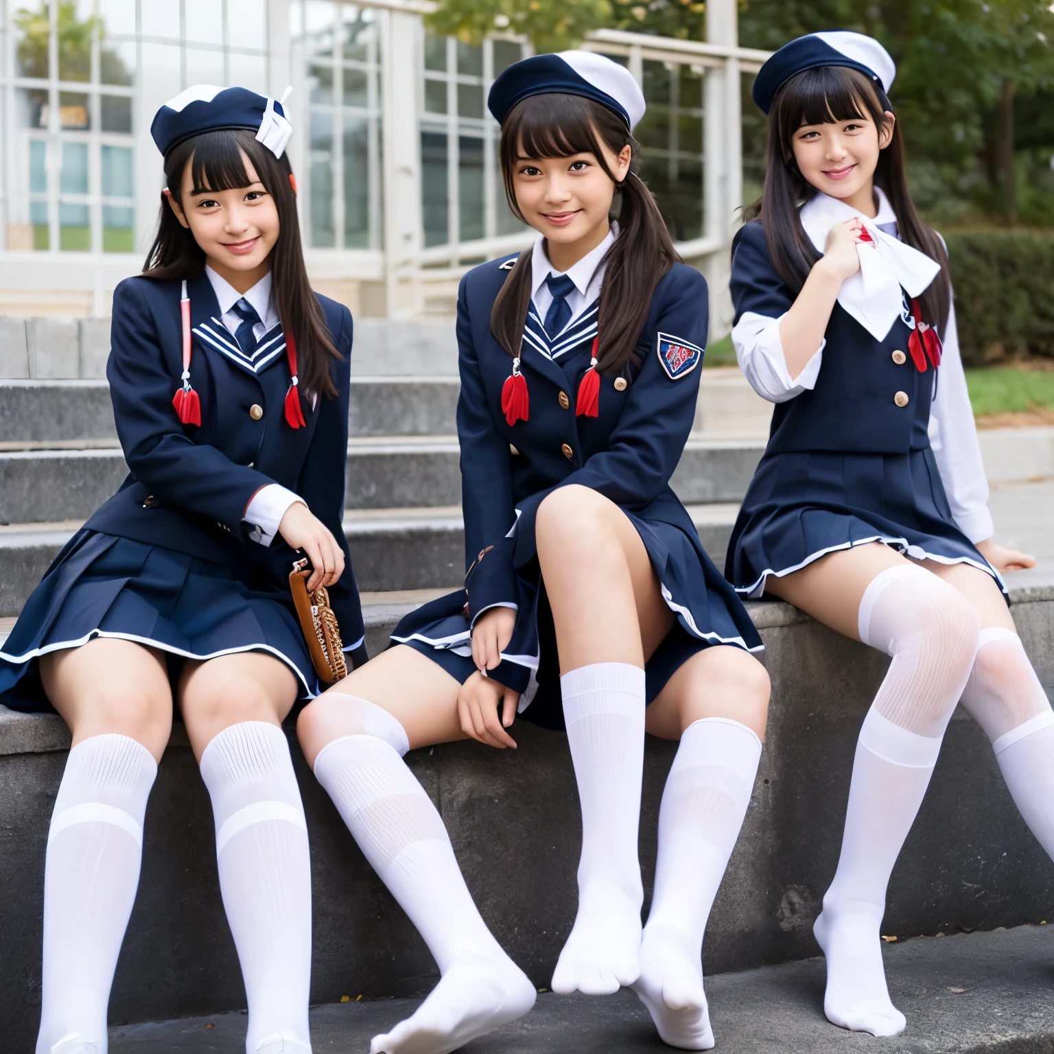 High school girl navy socks