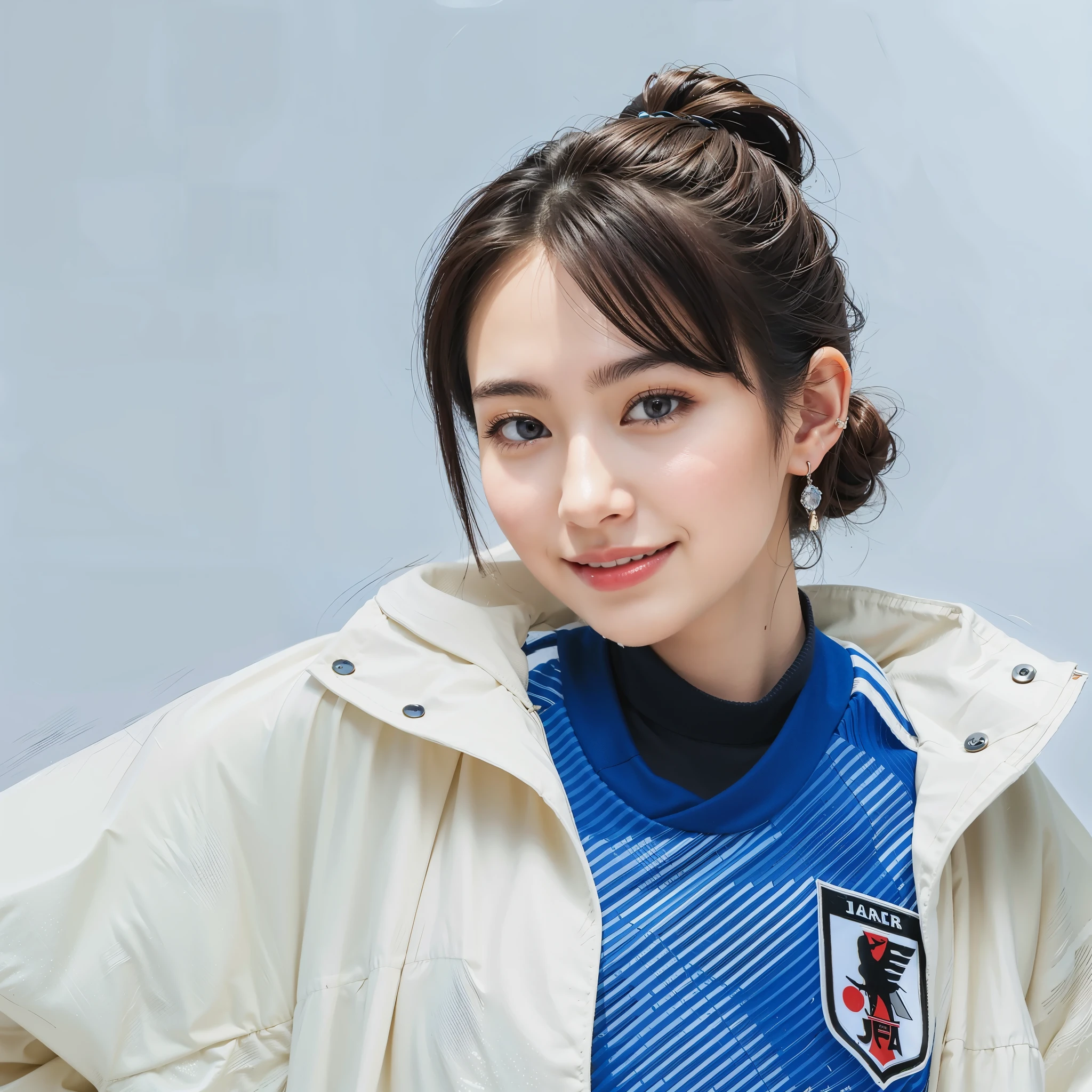 A beautiful Japanese girl who looks kind and elegant、eyes large、Smiling