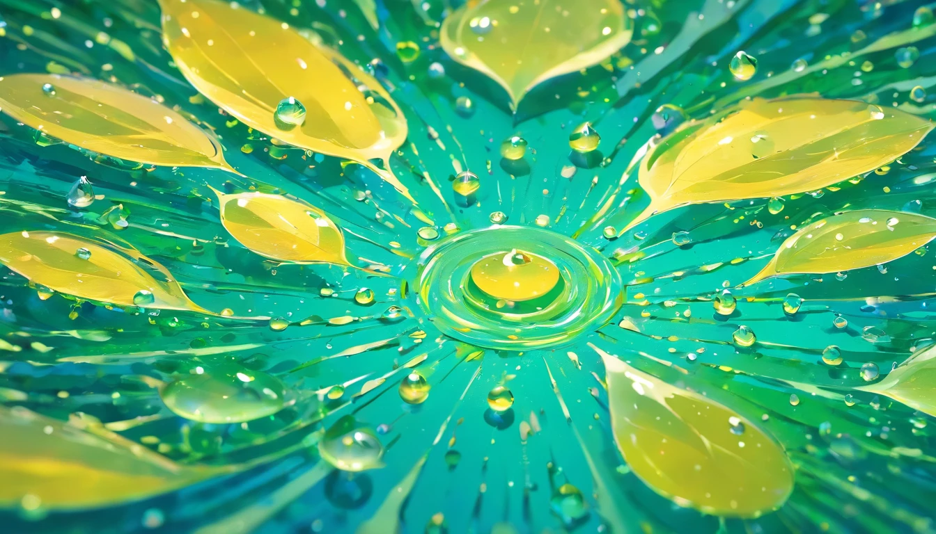 an abstract shot of water droplets on a vibrating surface, with multiple droplets creating unique and unpredictable patterns, showcasing the chaos and beauty that arises from the influence of vibration on water