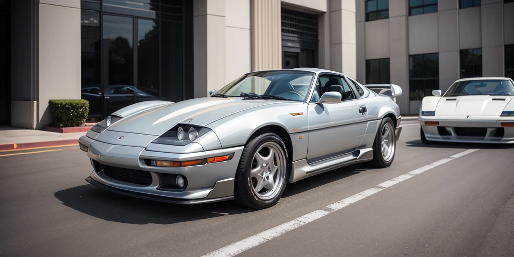 1990s style metallic-gray sports car parked in front of a large building, pexels contest winner, renaissance, automotive photography, vehicle photography, no watermarks, car commercial photograph, sportscar, shot on sony a 7 iii, full view of a sport car, 🤬 🤮 💕 🎀, car photography