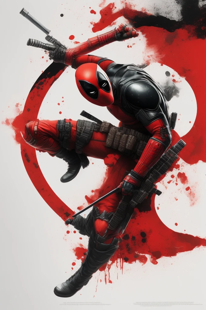 Close-up of a man wearing red and black clothing, dead Pool, portrait of dead Pool, mandalorian dead Pool, Wonder Art, Ryan Reynolds《Deadpool》, headquarters 4k wallpaper, marvel poster, textless, 4k artwork, ryan gosling as dead Pool, monochrome and red color bleed, dead Pool live action costume, 4K posts, 4K posts, A 4K masterpiece