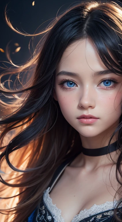 Colorful beautiful girl: a giru 8-years old, messy hair, oil painting, nice perfect face with soft skinice perfect face, blue yellow colors, light purple and violet additions, light red additions, intricate detail, splash screen, 8k resolution, masterpiece, cute face,artstation digital painting smooth veryBlack ink flow: 8k resolution photorealistic masterpiece: intricately detailed fluid gouache painting: by Jean Baptiste Mongue: calligraphy: acrylic: watercolor art, professional photography, natural lighting, volumetric lighting maximalist photoillustration: by marton bobzert:, complex, elegant, expansive, fantastical, wavy hair, vibrant