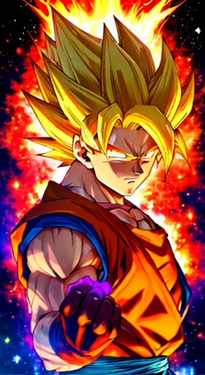 Goku Super Saiyan 2 of Dragon Ball Z anime, serious, heroic pose, imposing, good sharpness, balanced colors, illustration, DBZ anime style, concept art, artstation, 8k, by Akira Toriyama