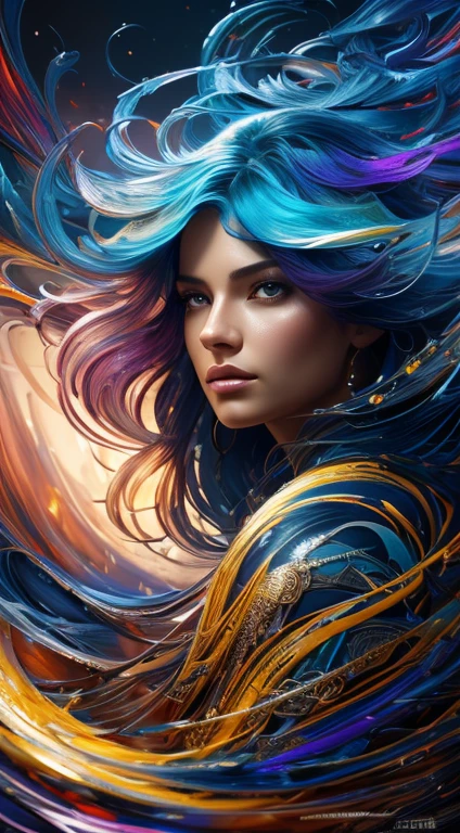 Colorful beautiful girl: a giru 28-years old, messy hair, oil painting, nice perfect face with soft skinice perfect face, blue yellow colors, light purple and violet additions, light red additions, intricate detail, splash screen, 8k resolution, masterpiece, cute face,artstation digital painting smooth veryBlack ink flow: 8k resolution photorealistic masterpiece: intricately detailed fluid gouache painting: by Jean Baptiste Mongue: calligraphy: acrylic: watercolor art, professional photography, natural lighting, volumetric lighting maximalist photoillustration: by marton bobzert:, complex, elegant, expansive, fantastical, wavy hair, vibrant, Best quality details, realistic, High definition, High quality texture, epic lighting, Cinematic film still, 8k, soft lighting, anime style, masterful playing card border, random Colorful art, oil painting, blue yellow colors, light purple and violet additions, light red additions, intricate detail, splash screen, 8k resolution, masterpiece, artstation digital painting smooth veryBlack ink flow: 8k resolution photorealistic masterpiece: intricately detailed fluid gouache painting: by Jean Baptiste Mongue: calligraphy: acrylic: watercolor art, professional photography, natural lighting, volumetric lighting maximalist photoillustration: by marton bobzert:, complex, elegant, expansive, fantastical, vibrant