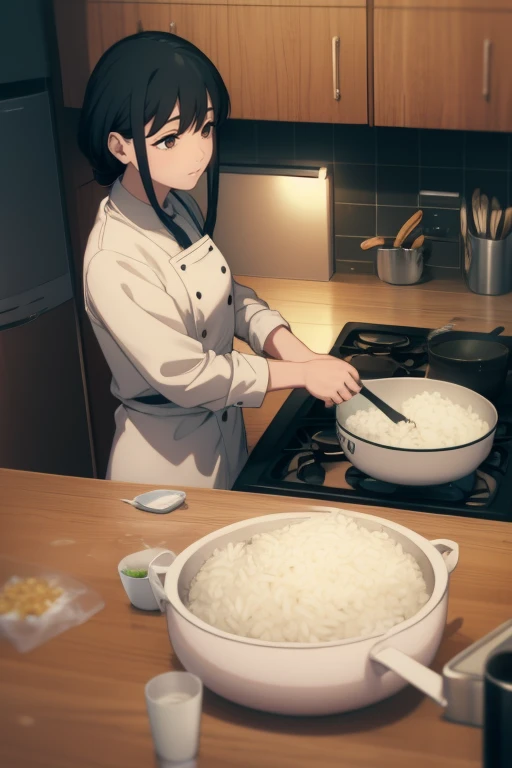 I stay home, cook rice