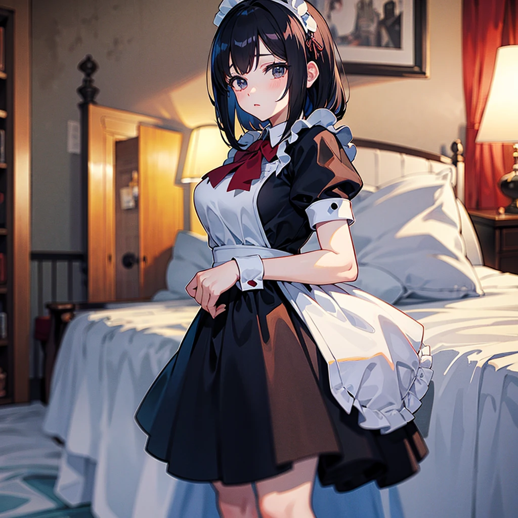 (((masterpiece、Top image quality、top-quality、highly detailed unity 8kwall-paper)))、(((Muscle Girl)))、((maid clothes))、Morning bedroom