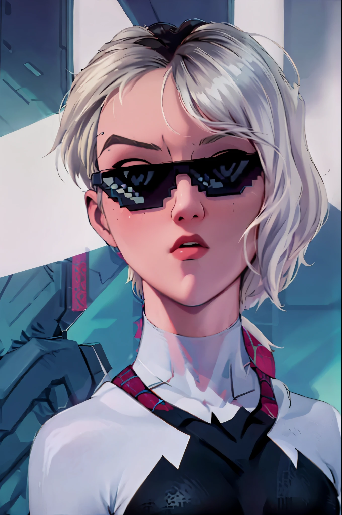 gwen gwen_stacy evangelion anime style  posing badass incrsdealwithit
sunglasses