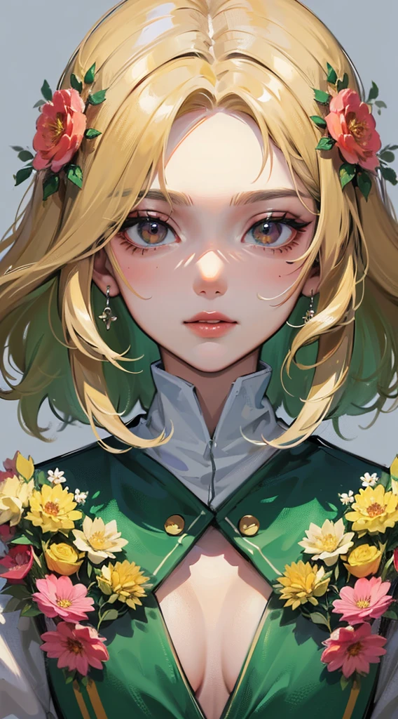 ((tmasterpiece)),(Best quality),(Half a body),Look away,(Extremely complex and detailed),(Highest definition),(8K),(Clean lines),(Perfect facial features,Perfect meat texture),(offcial art),1 girl,a druid,natural,grassy,fresh flowers