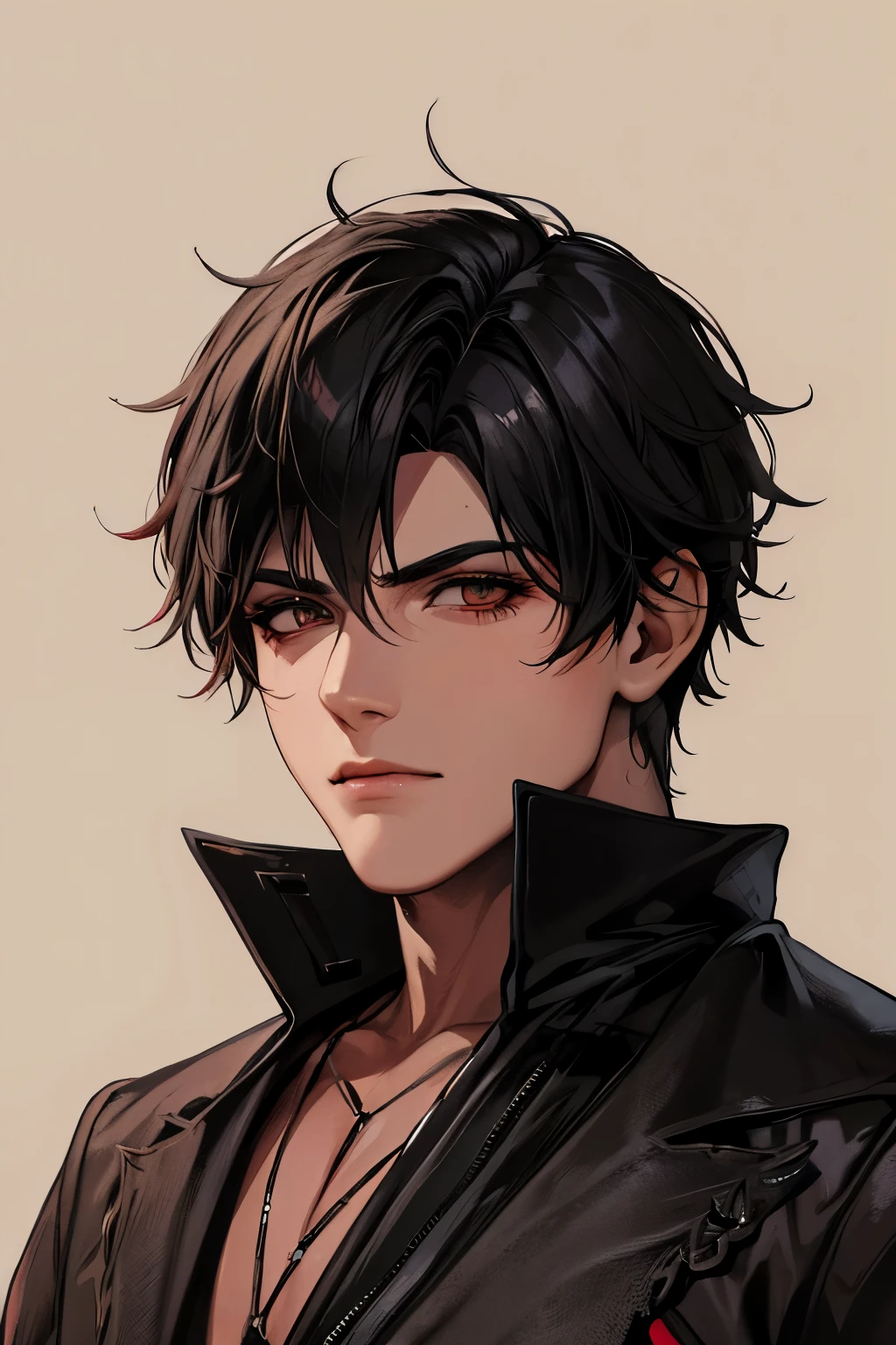 Menino vampiro com cabelo preto e preto vendado