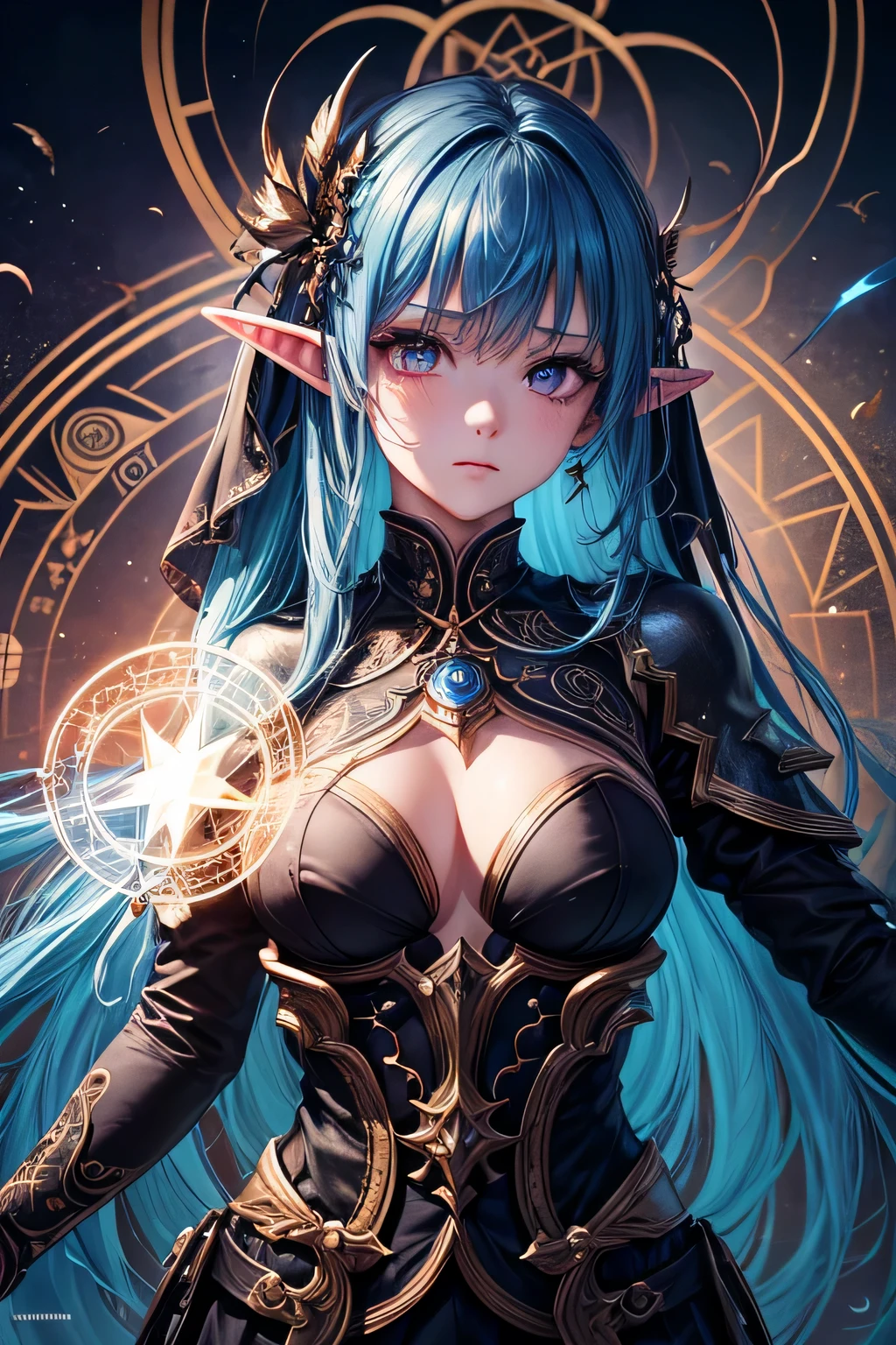 death,blood,night, dark, (Fantasy),Infinite,deep blue sky,The abyss of knowledge,knowledge,((masterpiece)), (((best quality))),((beautiful detailed eyes)),(eyelash),Monster,(1 girl),blue hair,long hair,abyss eyes,Shiny skin,oil,small breast,(bird body,feather),Wearing Rags of cloth, Tzeentch,elf,extremely detailed CG unity ,colorful,wallpaper,energy,Unknown terror,arcane,Around the magic,magic surrounds,magic rod,book,pages flying all over the sky,Know it all,Predicting the Future,Know the past,Infinite wisdom,blue flame,Warlock,Magical Circle,Pentagram,incantation,mantra,highly detailed, vibrant appearance, creative behavior, extremly detailed, imaginative, , spontaneous, highest quality, skin texture, intricate details, (cinematic lighting), RAW photo, 8k, masterpiece,best quality,ultra-detailed,very detailed illustrations,extremely detailed,intricate details,highres,super complex details,extremely detailed 8k cg wallpaper,