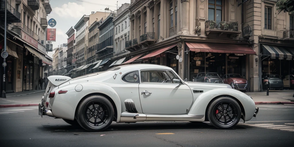 1940s style white sports car parked in front of a large building, pexels contest winner, renaissance, automotive photography, vehicle photography, no watermarks, car commercial photograph, sportscar, shot on sony a 7 iii, full view of a sport car, 🤬 🤮 💕 🎀, car photography
