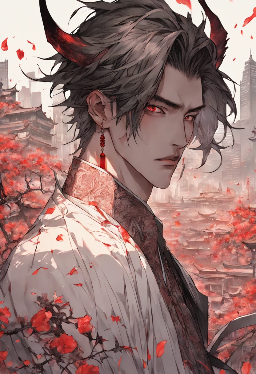 (Masterpiece:1.4), (best quality:1.2), <lora:Hua_Chang-000017:0.8>, hua cheng, 1boy, male focus, chinese clothes, jewelry, long hair, blood on clothes, blood, blood splatter, red eyes, looking at viewer, outdoors, night, upper body, <lora:add_detail:1.5>