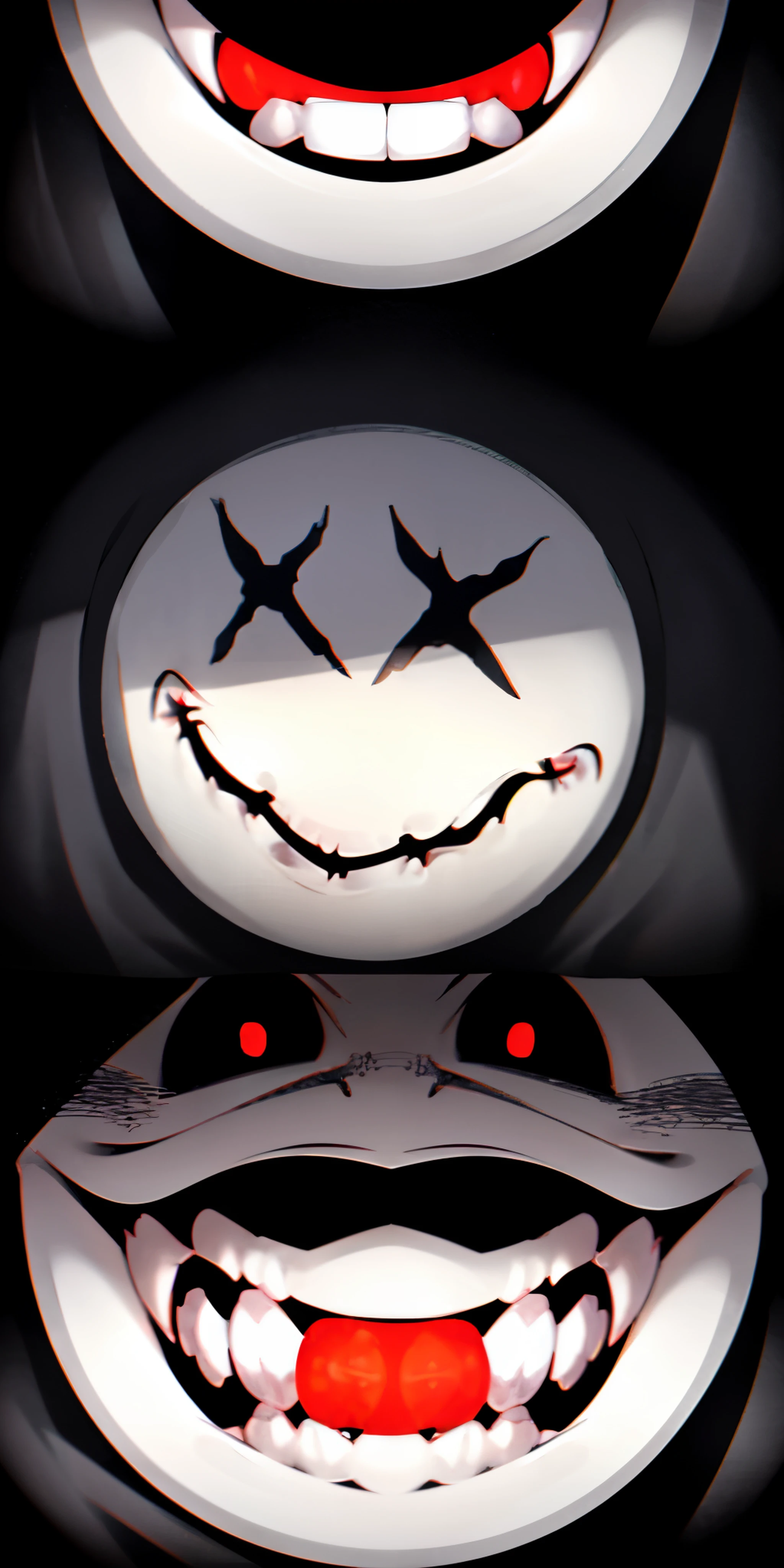 um close de um rosto sorridente desenhado em um prato, sorriso assustador, creepy sorriso maligno, sorriso maligno, sorriso assustador, sorriso horror, evil sorriso, malevolent smile, mad sorriso, sorriso slasher, sorriso perverso, slight sorriso maligno, sorriso, (sorriso), sorriso assustadors, smiley, sorriso irritado, wide evil sorriso, unsettling sorriso