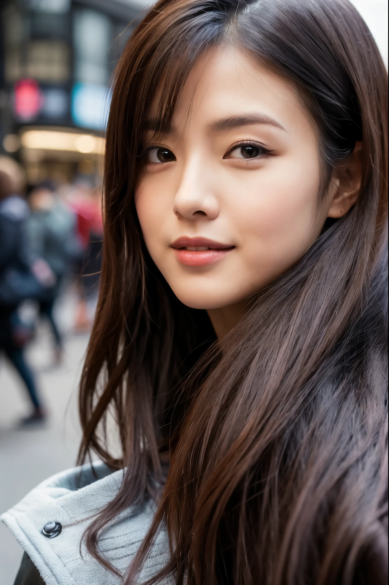Photorealsitic, 8K full body poster, a handsome, japanes, a 25-year-old man, A charming expression, detailed face details, TOKYOcty, Winters, Shibuya in the background