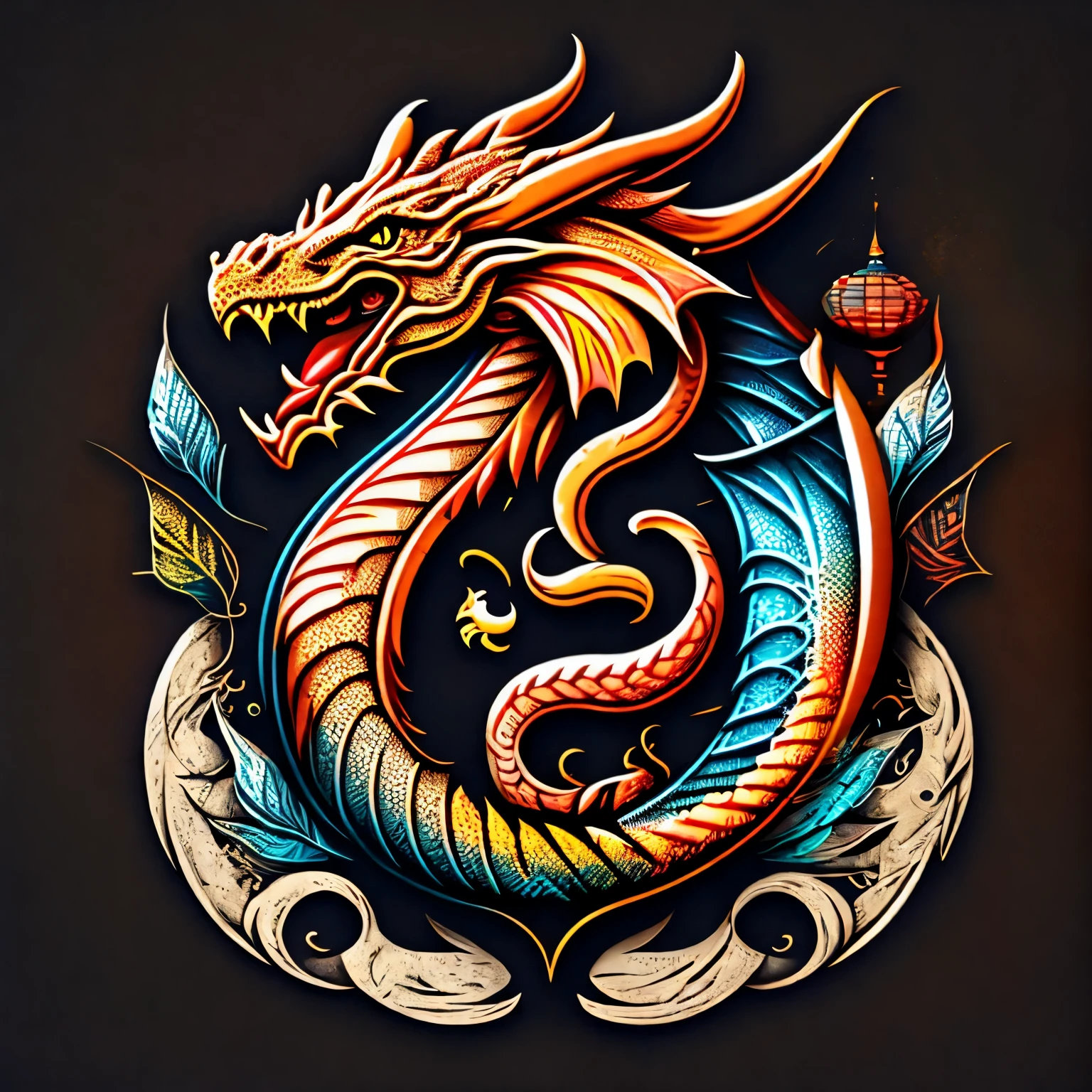 Artwork for tshirt graphic design , vector retro graphic dragon design , isolated background , ready to print