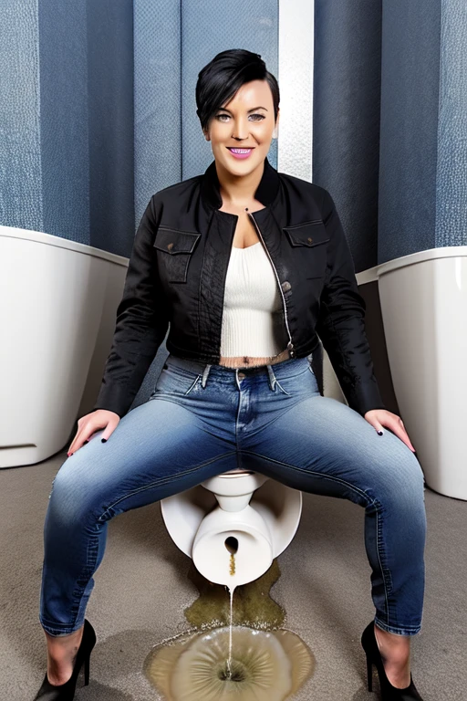 Nude pooping in the toilet, she's really happy to have you watching her poop (((small brown turd coming out of her anus splashing into toilet water)))