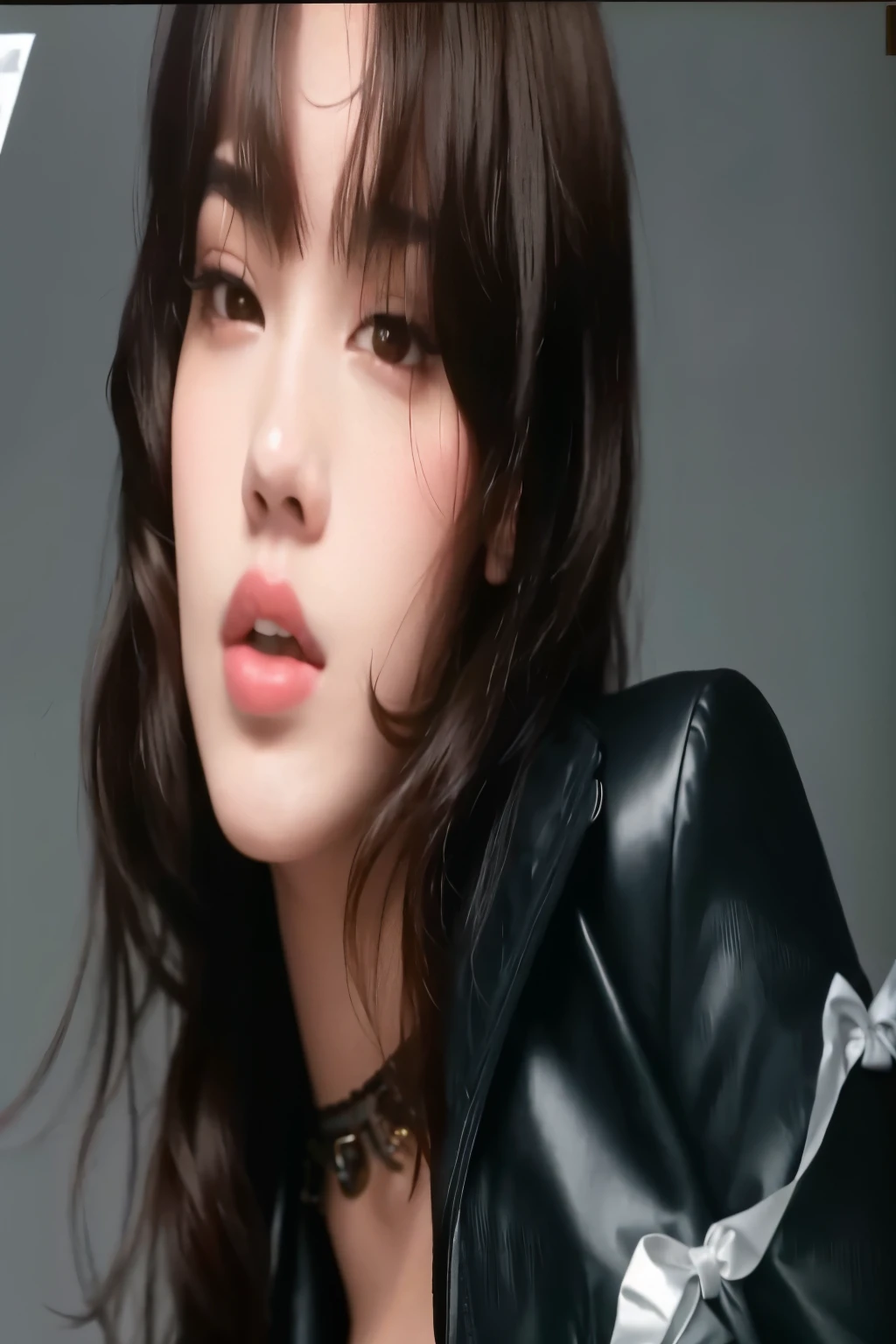 um close de uma mulher com uma jaqueta preta e uma jaqueta preta, cynthwave, song hye - kyo, Retrato Sophie Mudd, inspirado em Tadashi Nakayama, glossy magazine Photo Session, Kiko Mizuhara, jennie blackpink, Directed by: Emma Andijewska, Photo Session, com franja, Hailee Steinfeld, Directed by: Gavin Hamilton, Anna Nikonova aka Newmilky